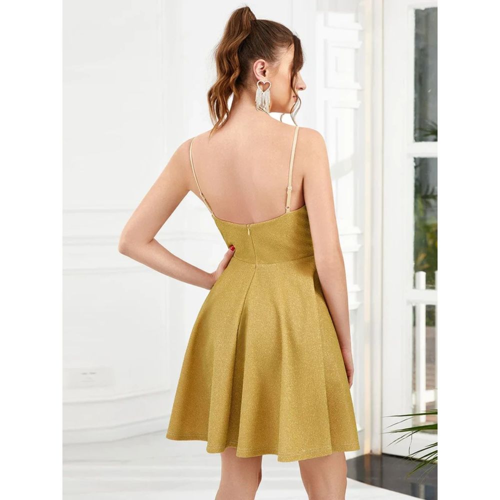 Fancy Shiny Deep V Neck Knee Length Prom Dress small / 4 - Picture 3 of 5